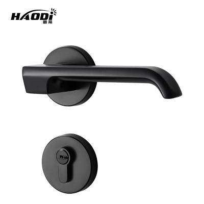 China Modern Luxury Haodi Black Bedroom Mute Modern Pull Door Handles with Locks for sale