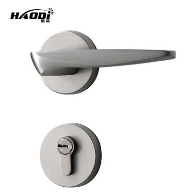 China Modern Decorative Haodi New European Decorative Interior Brushed Nickel Mute Door Handle Lock for sale