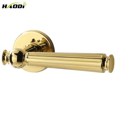 China Modern Haodi Gold Color Door Handle Lock  Interior Zinc Alloy Door Handles for sale