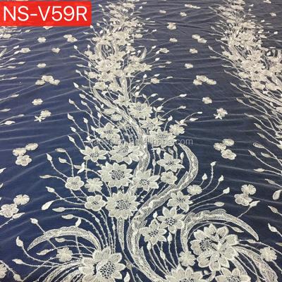 China White Pearl Embroidery Viable Wholesale Price New Arrival Bridal Lace Fabric for sale