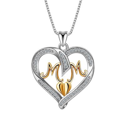 China Mom Romantic Silver Heart Shaped Zircon Necklaces Jewelry Necklace S925 Mother's Day Gift Pendant Necklace for sale