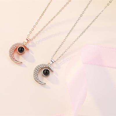 China FASHIONABLE Moon Photo Projection Necklace Women Valentine's Day Gift Pendant Jewelry for sale