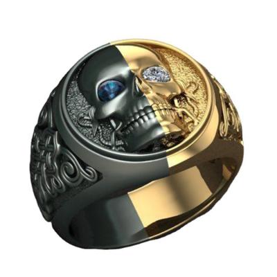 China Wholesale Supplier Skull Ring Two Tone Skull Men Punk Ring Gothic Ring For Women for sale