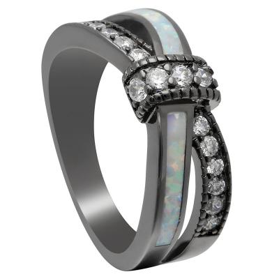 China CLASSIC Black Wedding Ring Wholesale Size Engagement Gold Plating Opal Rings For Women Black Fire 5 6 7 8 9 10 11 12 Rings for sale