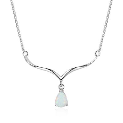 China Romantic Opal Pendant Necklace S925 Sterling Silver Necklace Water Drop Wholesale Supplier for sale