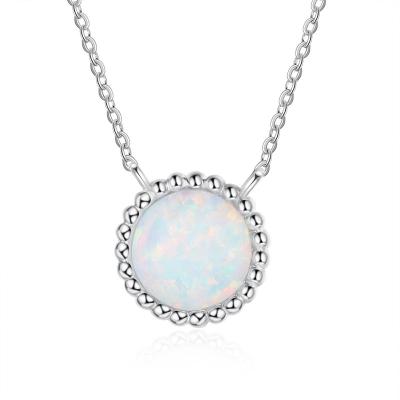 China Simplicity Opal Pendant Necklace S925 Sterling Silver Necklace Round Pendant Women Wholesale OEM Supplier for sale