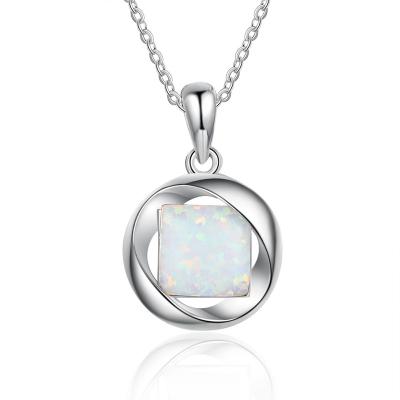 China Simplicity Opal Pendant Necklace S925 Sterling Silver Necklace Square Pendant Necklace Wholesale OEM Supplier for sale