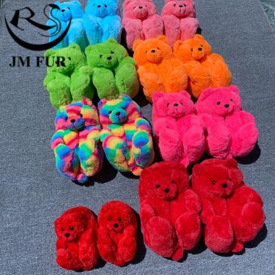 China New Fashion Trend Colorful Animal Teddy Bear Slipper Noble Bedroom One Size Fits All Teddy Bear Slipper for sale