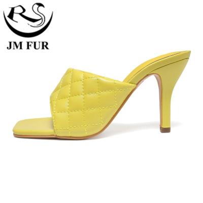 China Fashion Trend Hot Sales Candy Colors Fashion High Heel Summer Checkered Square Key High Heel Sandals for sale