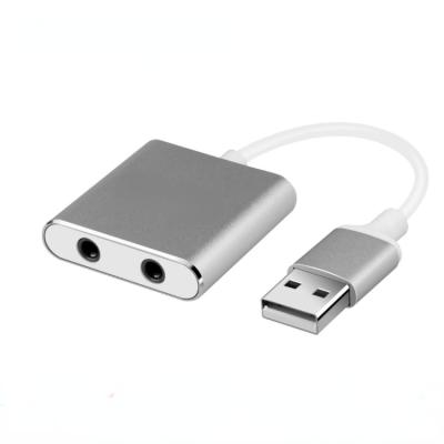 中国 Quality aluminum alloy USB sound card external nickel plated interface popular external sound card guaranteed 販売のため