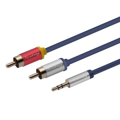 China Car OEM Pure Copper Aluminum Alloy 3.5mm 1 To 2 Connector 3.5mm Aux Audio Audio Cable for sale