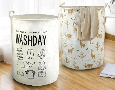 China Doll Viable Canvas Dirty Bucket Clothes Bag Folding Basket Laundry Basket Canvas Laundry Hamper for sale