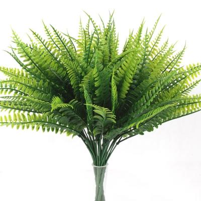 China Home wholesale plastic grass leaf simulation Persian green plant wall flower decoration artificial fern dried flowers/pampas for sale