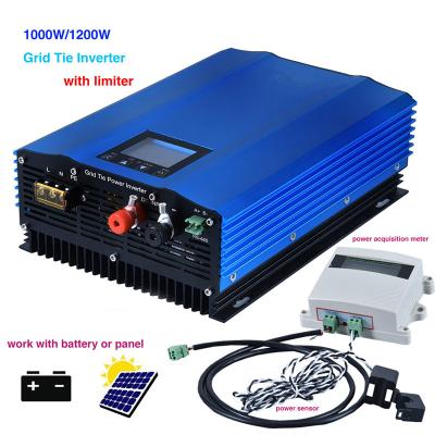 China 1200W MPPT Hoop Tie Solar Inverter DC24V 48V 72V to AC110V AC220V with Photovoltaic Grid Tied Limiter Sensor Hybrid Inverte 30*12*11CM for sale