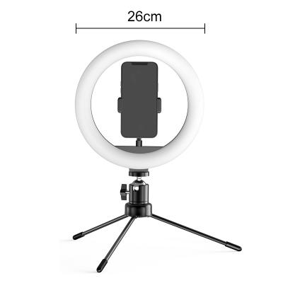 China 2021Fashion Design Beauty Self-timer Anchor Light Adjustable Tripod Led Ring Photo Lighting Mobile Phone Bracket Fill Ring Light for sale