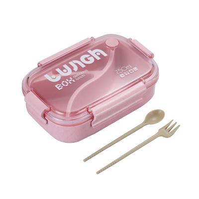 China 2021 New Sustainable Wheat Straw Food Bowl With Spoon And Fork Material , Suitable For Adults And Kids Lunch Box for sale