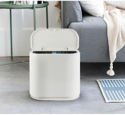 China Sustainable Double Oval Plastic Bin Living Room Rubbish Bins Bathroom Crevice Classification Trash Bin for sale