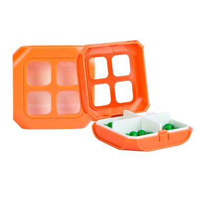 China Sustainable Customized Box For Portable Medicine Lattice Four Plastic Pill Case for sale