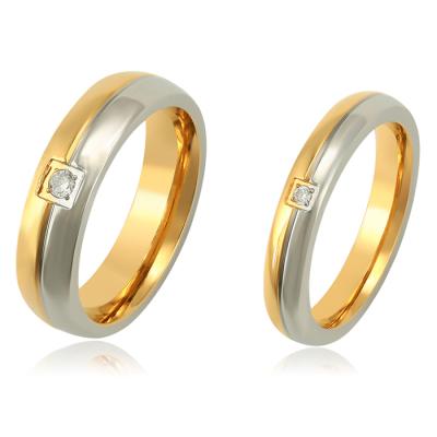 China The other brand new design R-156 Xuping gold stainless steel jewelry acero anillos stainless wedding ring set for sale