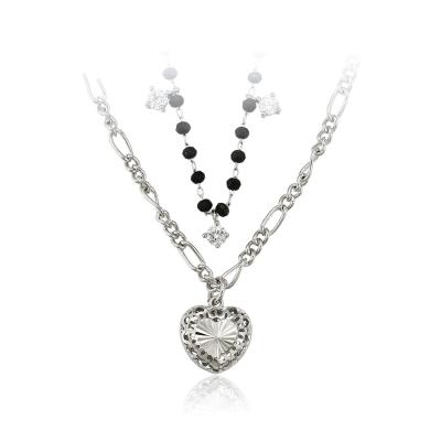 China A00637021 Xuping Fashion Cute New Arrival Rhodium Plated Heart Bead Two Layers Pendant Necklace For Women for sale