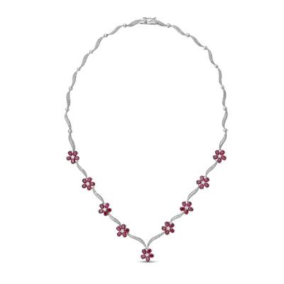 China Best Selling 18K White Gold and Ruby Diamond Necklace Luxurious FASHIONABLE for sale