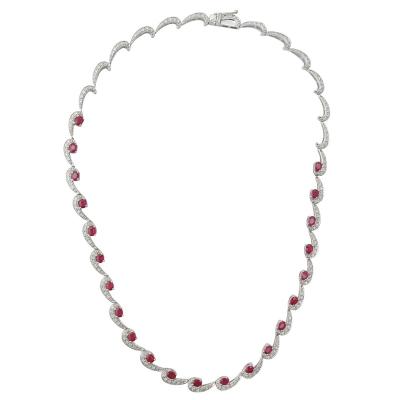 China FASHIONABLE Daily Wear 18K White Gold And Ruby Diamond Necklace for sale