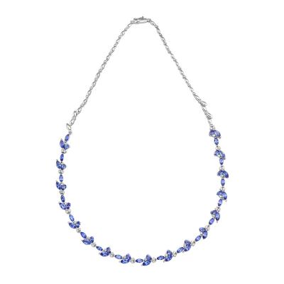 China CLASSIC mesmerized 18k White Gold, Blue Sapphire and Diamond Custom Necklace for sale