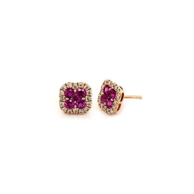 China 14K White And Yellow Gold Ruby And Diamond Earring Gorgeous Splendid CLASSIC for sale