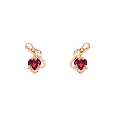 China Other Daily Wear 14K Lavish Pink Gold Ruby And Diamond Earring Earrings Women for sale