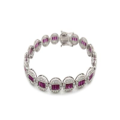 China FASHIONABLE Large 18k White Gold, Diamond And Ruby Bracelet for sale