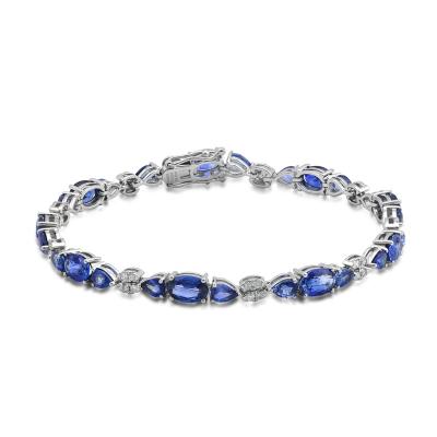 China Opulent Sapphire 18 Carat White Gold, Diamond And Sapphire Natural Blue Sapphire Bracelet for sale