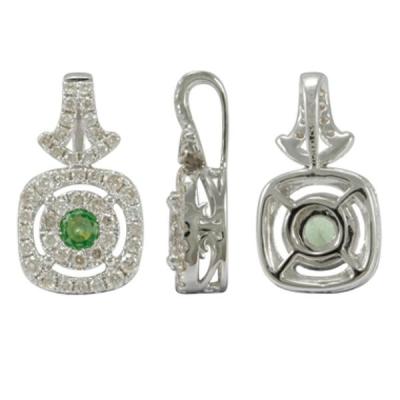 China CLASSIC Custom 14k White Gold, Tsavorite and Diamond Pendant for Necklace for sale