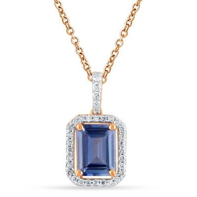 China CLASSIC Tanzanite 18 Carat Rose Gold With Custom Diamond Pendant For Necklace for sale