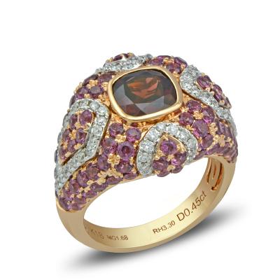 China CLASSIC Subtle Two Tone White And Pink 18K Gold, Diamond And Multi Gemstone Smart Ring for sale