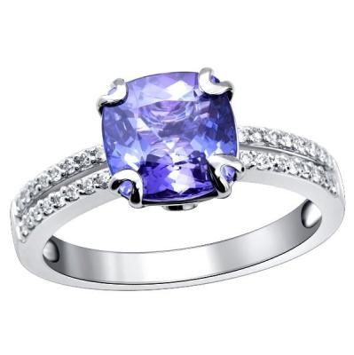 China CLASSIC 18k White with Tanzanite and Diamond Women's Ring for sale