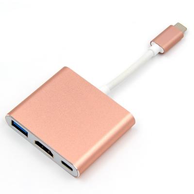 China COMPUTER Type C Hub Adapter USB C To HDMI+3.0+USB-C Converter For MacBook ChromeBook for sale