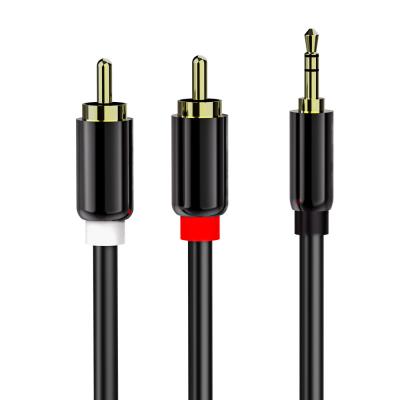 China COMPUTER end dc 3.5mm male hi to AUX cord. 2RCA Male Stereo Audio Cable RCA Y Cable for Smartphones, MP3, Tablets, Speakers, HDTV for sale