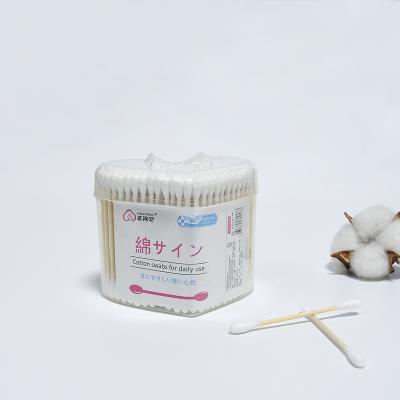 China Resin Box Swab Cotton Tip Two Cotton Trick Q Heads Odorless Cotton Bud Hotel Chemical Free Amenities for sale