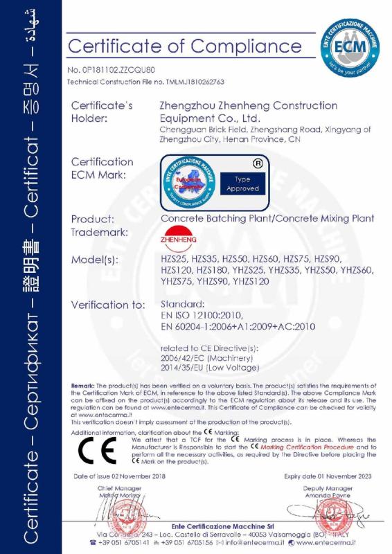 CE - Zhengzhou Zhenheng Construction Equipment Co., Ltd.