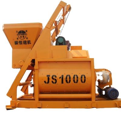 China Construction Industry JS1000 Concrete Skid Steer Loader Bucket Mixer With Hopper Lifting for sale