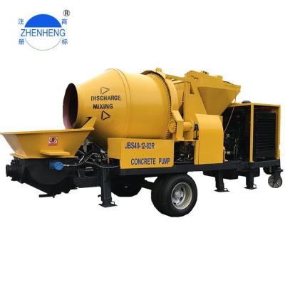 China Factory trailer 30 40 electric diesel stationary mounted dry capacity cement concrete pump and mixer price integrated machine for sale for sale