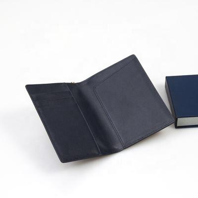 China Fashion Popular Selling Gift Set Blue Luxury Genuine Leather Passport Holder With Gift Box for sale