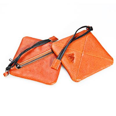 China Customized veg tanned leather key holder to protect phone coin pocket handmade leather key chain for sale