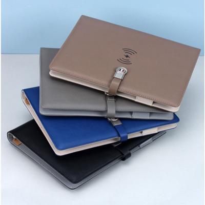 China Custom Leather Diary Cash Planner Agenda Sets Eco-friendly Smart Diary Paper Charging 5000mah Power Bank Notebook for sale