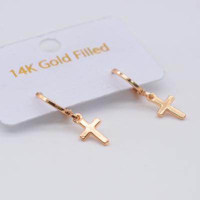 China FASHIONABLE Cross Earrings 14k Gold Minimalist Jewelry Dangle Earrings For Cross Drop Earrings Women for sale