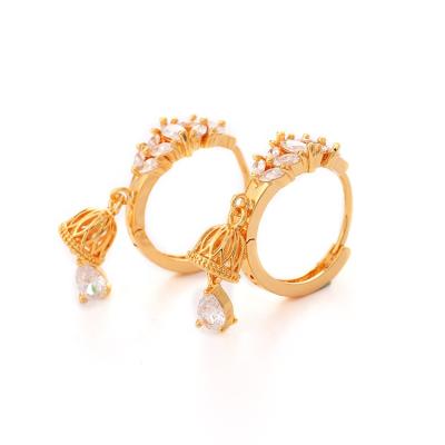 China 2020 TRENDY Circle Earrings Gold Plated Two Color Rhinestone Circle Earrings Women Tasty Jewelry for sale