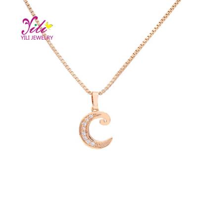 China Gorgeous Fashion Romantic Jewelry Gold Plating Crescent Moon Necklace And Earring Set For Ladies for sale