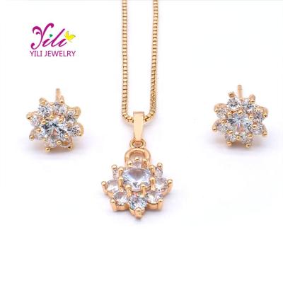 China 2020 Romantic Women Gold Plated 18k Stud Earring And Necklace Jewelry Sets 10241 for sale