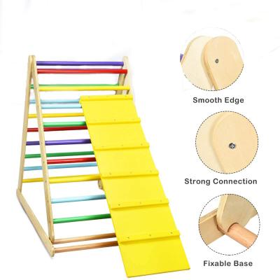 China 3-12years Climbing Frame Wooden Triangle For Kids Toddlers Rocking With Ramp Arch Toy For Toddler for sale