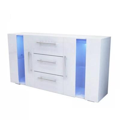 China (Other) New Design Adjustable Matt Body High Gloss Fronts White LED Lighting Modern Dining Sideboard Cabinet for sale